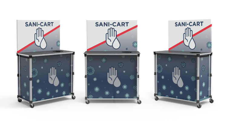 Sanitation carts, available from Cardinal Expo for the International Roofing Expo 2023.