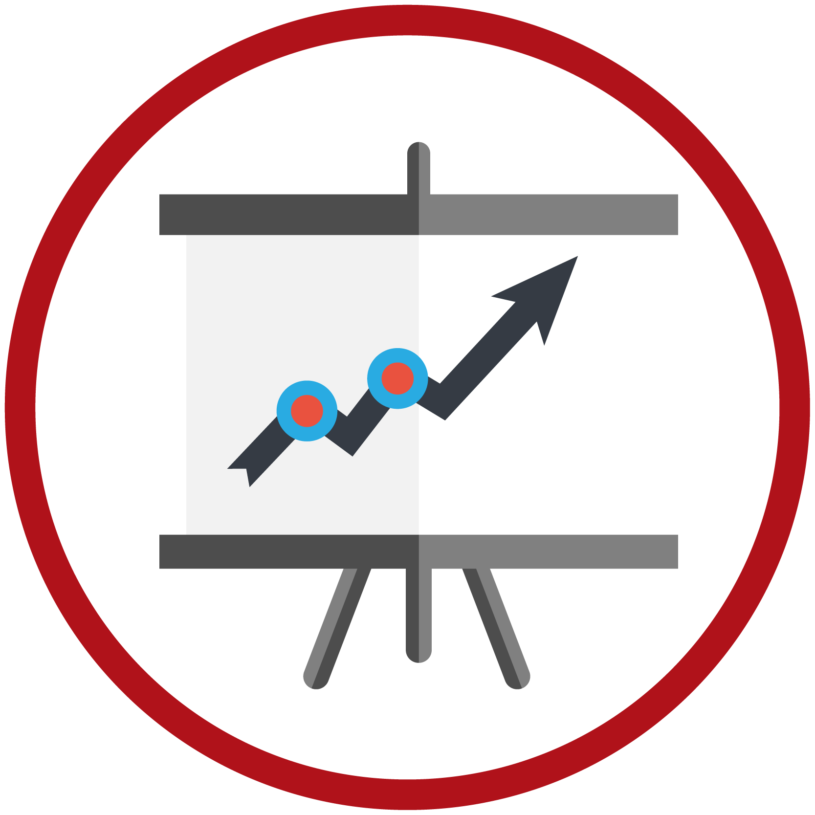 An icon of a presentation showing company growth