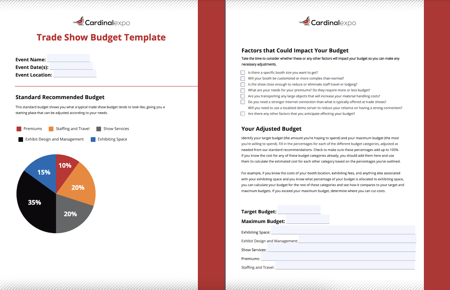 Preview of our trade show budget template