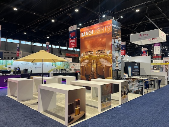 Another example of a peninsula booth built by Cardinal Expo for a client on the show floor