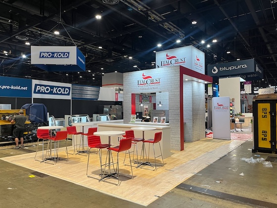 One of Cardinal's client booths demonstrates what a peninsula booth is