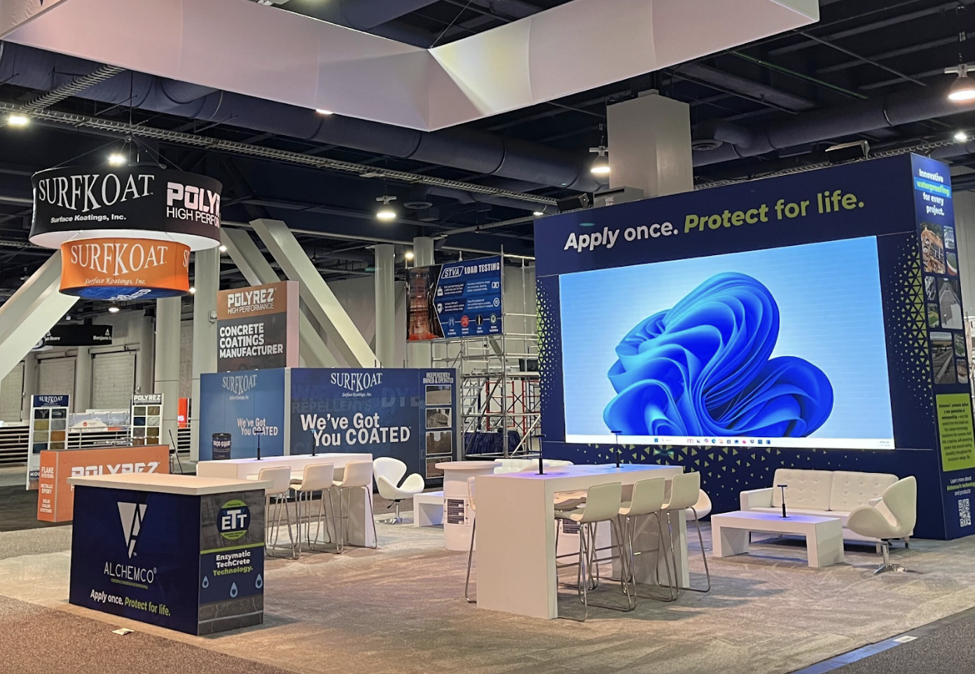 colorful trade show booth demonstrates exhibit booth animation